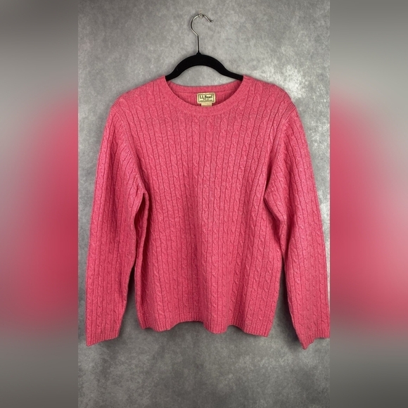 L.L.Bean Iced Rose Crewneck Cable Knitted Long Sleeve Sweater Women M Lambswool - Picture 1 of 5